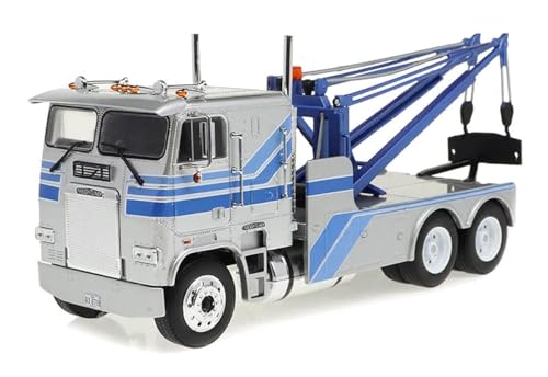 Greenlight 86632 1984 Freightliner FLA 9664 Abschleppwagen, Silber mit blauen Streifen, 1/43 Maßstab von My Pet Elephant