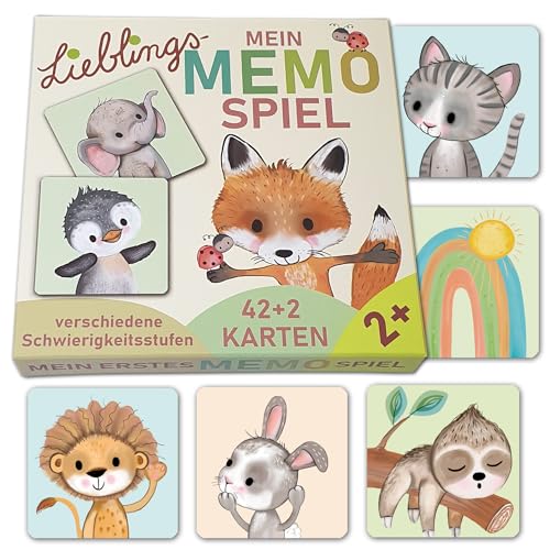 My Sweetheart® Memo Spiel Memorie Montessori Spielzeug Kinderspielzeug ab 2 Jahre mit 44 Karten und 3 Schwierigkeitsstufen Lernspiele Gedächtnistraining Spiele für Kinder und Kleinkind geeignet von My Sweetheart