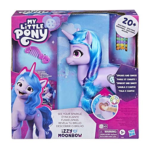 My little Pony – Mit Huf und Herz Funkelspaß Izzy Moonbow, 20 cm großes Pony für Kinder, mit Musik und Lichtern von My Little Pony