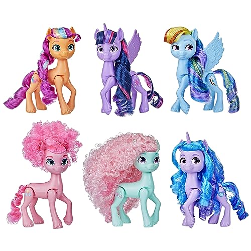 My Little Pony Puppen Ponygenerationen Regenbogenset mit 6 Ponyfiguren (14 cm), Einhorn-Spielzeug für Mädchen und Jungen von My Little Pony