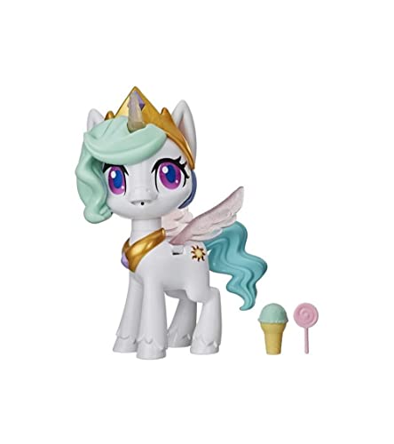 My Little Pony E9107 Küsschen Einhorn Prinzessin Celestia, Interaktive Einhornfigur mit 3 Überraschungen – Musikspielzeug mit Bewegung und Licht von My Little Pony