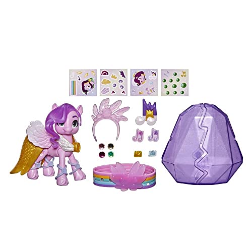 My Little Pony: A New Generation Kristall-Abenteuer Princess Petals, 7,5 cm großes pinkfarbenes Pony, Accessoires, Freundschaftsarmband von My Little Pony