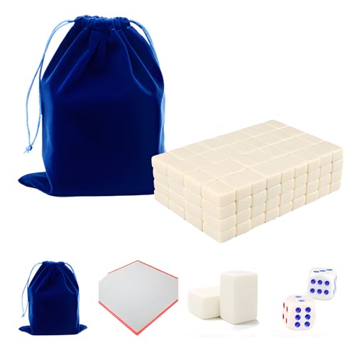 MyAhaa 22mm Mahjong Set chinesisches Mahjong -Spiel Set, 146 Reise Mahjong Set Tragbarer mit Aufbewahrungstasche, Tischtuch und Würfel (Grundversion) von MyAhaa