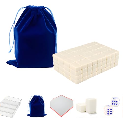 MyAhaa 22mm Mahjong Set chinesisches Mahjong -Spiel Set, 146 Reise Mahjong Set Tragbarer mit Aufbewahrungstasche, Tischtuch und Würfel (Kartenlineale) von MyAhaa