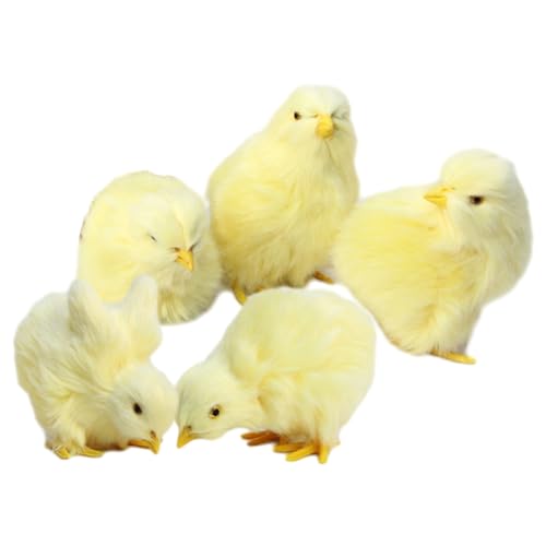 MyAhaa 5 Stück Realistische Küken Toy 5 Posen Plüschtier küken Figur lebensechte Pelzige Tier Spielzeug Simulation Küken Fotografie Simulation Huhn Ostern küken Deko von MyAhaa