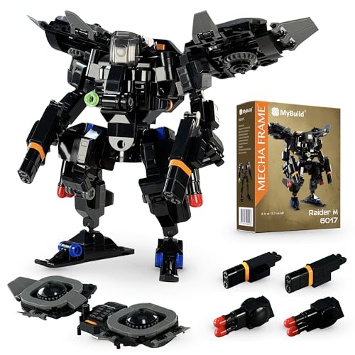 MyBuild 6017 Armed Forces Stryker Raider M – Mech-Roboter mit Mechflügeln aus Klemmbausteinen in schwarz; Idealer Spielzeug-Roboter mit Mecha Frame ab 14 Jahren; Kompatibel mit Allen großen Marken von MyBuild