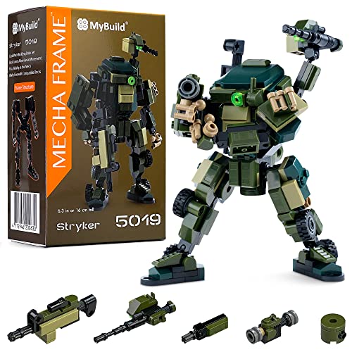 MyBuild 5019 Armed Force Stryker – Mech-Roboter aus Klemmbausteinen in grünem Camouflage-Stil; Idealer Spielzeug-Roboter mit Mecha Frame für Kinder ab 12 Jahren; Kompatibel mit Allen großen Marken von MyBuild