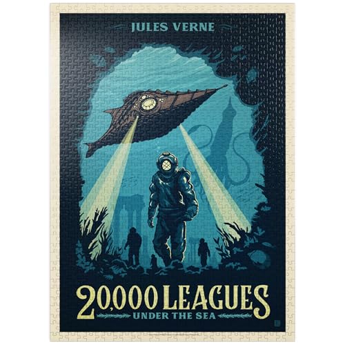 20.000 Ligen Unter dem Meer: Jules Verne, Vintage-Poster – Premium 1000 Teile Puzzle – Made in USA von MyPuzzle.com