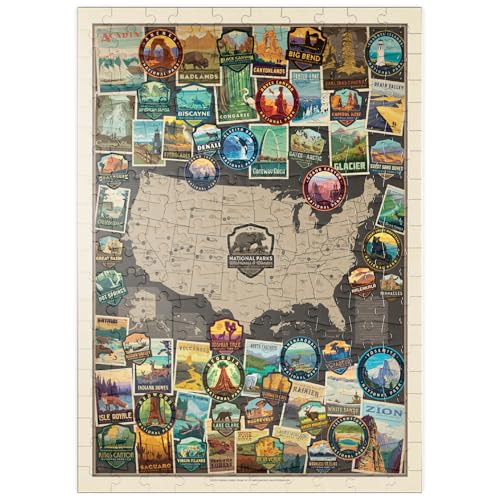 MyPuzzle 63 American National Parks Collage Map, Vintage Poster - Premium 200 Teile Puzzle - MyPuzzle Sonderkollektion von Anderson Design Group von MyPuzzle.com