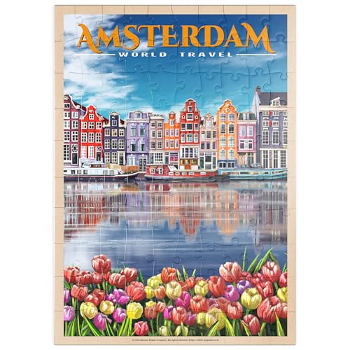 MyPuzzle Amsterdam, Niederlande - Stadt der Grachten, Vintage Travel Poster - Premium 100 Teile Puzzle - MyPuzzle Sonderkollektion von Havana Puzzle Company von MyPuzzle.com