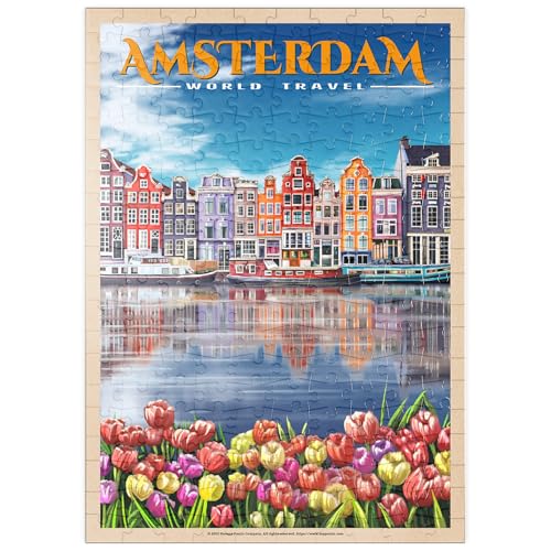 MyPuzzle Amsterdam, Niederlande - Stadt der Grachten, Vintage Travel Poster - Premium 200 Teile Puzzle - MyPuzzle Sonderkollektion von Havana Puzzle Company von MyPuzzle.com