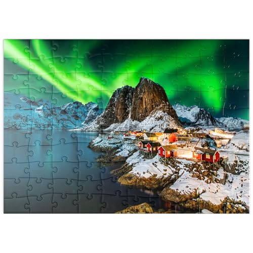 MyPuzzle Aurora Borealis über Hamnoy in Norwegen - Premium 100 Teile Puzzle - MyPuzzle Sonderkollektion von Puzzle Galaxy von MyPuzzle.com