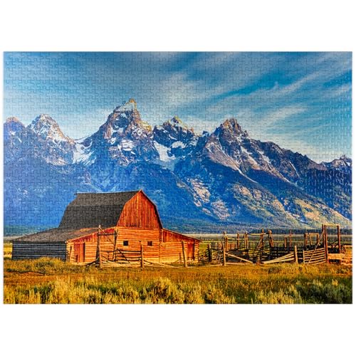 Barn On Mormon Run, Wyoming beliebteste Scheune im Jackson Hole. - Premium 1000 Teile Puzzle für Erwachsene von MyPuzzle.com