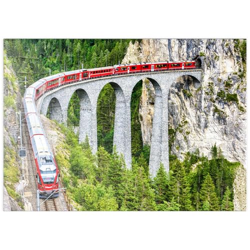 MyPuzzle Bernina-Express Gletscherzug auf dem Landwasserviadukt in den Schweizer Alpen - Premium 100 Teile Puzzle - MyPuzzle Sonderkollektion von Puzzle Galaxy von MyPuzzle.com