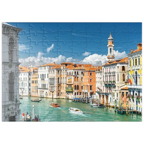 MyPuzzle Canale Grande mit bunten Fassaden der Alten mittelalterlichen Häuser vor der Rialto-Brücke in Venedig, Italien - Premium 100 Teile Puzzle - MyPuzzle Sonderkollektion von Puzzle Galaxy von MyPuzzle.com