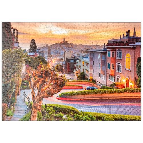 MyPuzzle Die berühmte Lombard Street in San Francisco bei Sonnenaufgang - Premium 500 Teile Puzzle - MyPuzzle Sonderkollektion von Puzzle Galaxy von MyPuzzle.com