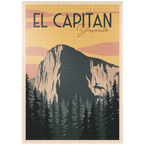 MyPuzzle EL Capitan im Yosemite National-Park, USA, Art Deco Style Vintage Poster, Illustration - Premium 1000 Teile Puzzle - MyPuzzle Sonderkollektion von Puzzle Galaxy von MyPuzzle.com