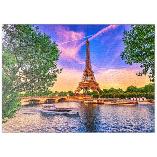 MyPuzzle Eiffelturm und Seine bei Sonnenuntergang in Paris, Frankreich - Premium 500 Teile Puzzle - MyPuzzle Sonderkollektion von Puzzle Galaxy von MyPuzzle.com