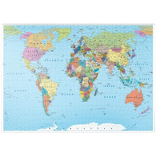 MyPuzzle Farbige Weltkarte - Grenzen, Länder, Straßen und Städte - Premium 1000 Teile Puzzle - MyPuzzle Sonderkollektion von Puzzle Galaxy von MyPuzzle.com