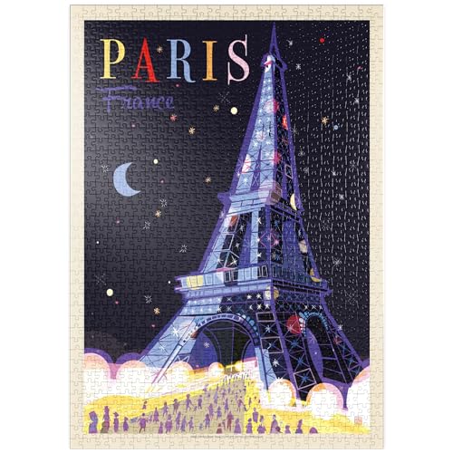MyPuzzle France: Paris, Eiffelturm bei Nacht (Mod Design), Vintage Poster - Premium 1000 Teile Puzzle - MyPuzzle Sonderkollektion von Anderson Design Group von MyPuzzle.com