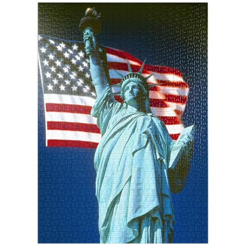 MyPuzzle Freiheitsstatue mit Amerikanischen Flagge, New York City, USA - Premium 1000 Teile Puzzle - MyPuzzle Sonderkollektion von Puzzle Galaxy von MyPuzzle.com