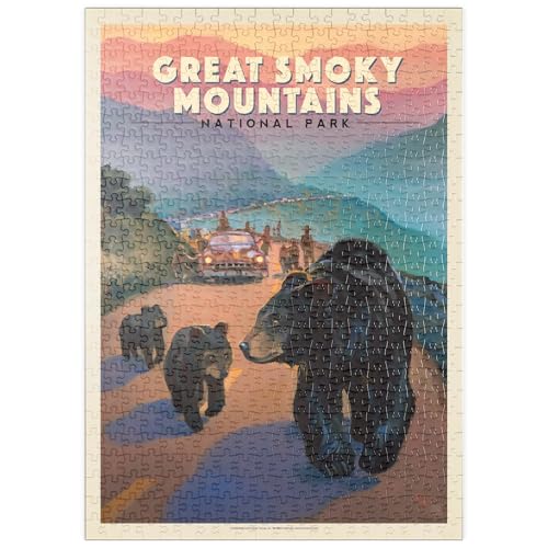 MyPuzzle Great Smoky Mountains National Park: Bear Jam, Vintage Poster - Premium 500 Teile Puzzle - MyPuzzle Sonderkollektion von Anderson Design Group von MyPuzzle.com