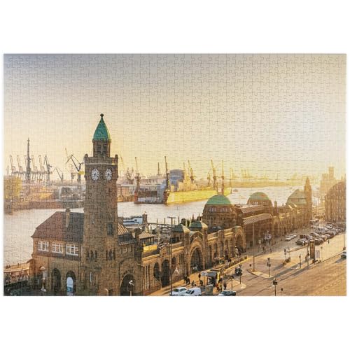 MyPuzzle Hamburg St. Pauli Landungsbrücken bei Sonnenuntergang, Deutschland - Premium 1000 Teile Puzzle - MyPuzzle Sonderkollektion von Puzzle Galaxy von MyPuzzle.com