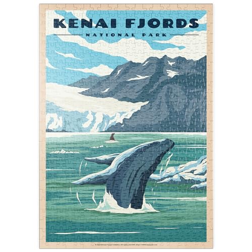 MyPuzzle Kenai Fjords National Park - Whale's Haven in Nature, Vintage Travel Poster - Premium 500 Teile Puzzle - MyPuzzle Sonderkollektion von Havana Puzzle Company von MyPuzzle.com