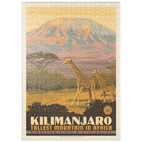 MyPuzzle Kilimandscharo: Höchster Berg Afrikas, Vintage Poster - Premium 500 Teile Puzzle - MyPuzzle Sonderkollektion von Anderson Design Group von MyPuzzle.com