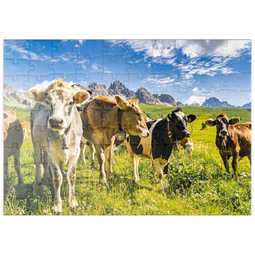 MyPuzzle Kühe vor Einer Idyllischen Alpen-Landschaft - Premium 100 Teile Puzzle - MyPuzzle Sonderkollektion von Puzzle Galaxy von MyPuzzle.com