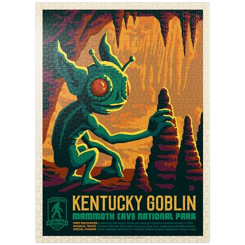 Legends of the National Parks: Mammoth Cave's Kentucky Goblin, Vintage-Poster – Premium 1000 Teile Puzzle für Erwachsene von MyPuzzle.com