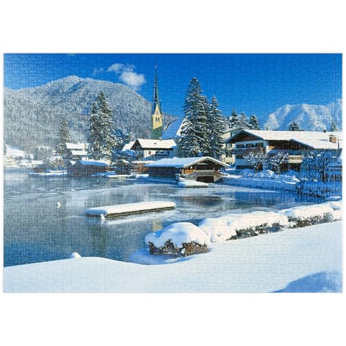 MyPuzzle Malerwinkel mit Kirche von Rottach-Egern am Tegernsee, Oberbayern - Premium 1000 Teile Puzzle - MyPuzzle Sonderkollektion von Puzzle Galaxy von MyPuzzle.com