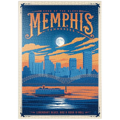 MyPuzzle Memphis, TN: Home of Blues, Rock n’ Roll, and Soul, Vintage Poster - Premium 1000 Teile Puzzle - MyPuzzle Sonderkollektion von Anderson Design Group von MyPuzzle.com