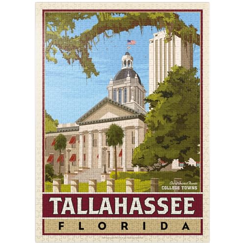 MyPuzzle American College Towns: Tallahassee, FL, Vintage-Poster – Premium 1000 Teile Puzzle für Erwachsene von MyPuzzle.com