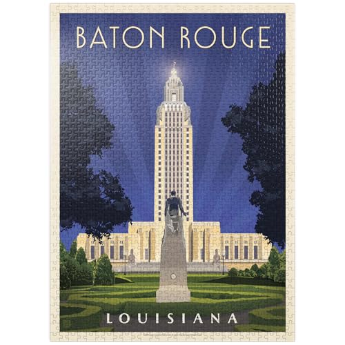 MyPuzzle Baton Rouge Louisiana: State Capitol, Vintage Poster - Premium 1000 Teile Puzzle für Erwachsene von MyPuzzle.com