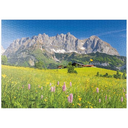 MyPuzzle Bauernhaus vor dem Wilden Kaiser, Österreich, Tirol - Kaisergebirge - Premium 1000 Teile Puzzle - MyPuzzle Sonderkollektion von Starnberger Spiele von MyPuzzle.com