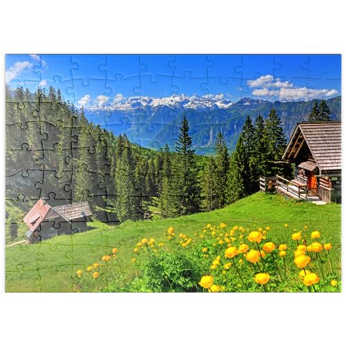 MyPuzzle Berghütten auf der Hütteneckalm mit Blick zum Dachstein (2995m) - Premium 100 Teile Puzzle - MyPuzzle Sonderkollektion von Puzzle Galaxy von MyPuzzle.com