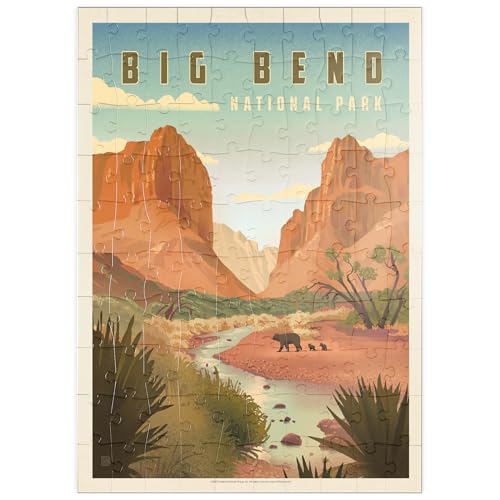 MyPuzzle Big Bend National Park: Black Bears, Vintage Poster - Premium 100 Teile Puzzle - MyPuzzle Sonderkollektion von Anderson Design Group von MyPuzzle.com