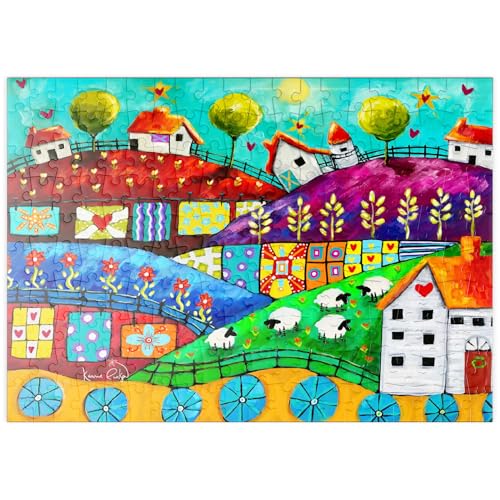 MyPuzzle Bunte Traumlandschaft mit Patchworkfeldern – Kreative Kunst - Premium 200 Teile Puzzle - MyPuzzle Sonderkollektion von Puzzle Galaxy von MyPuzzle.com