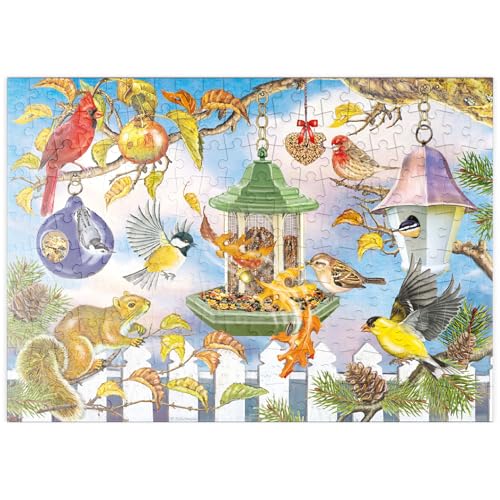 MyPuzzle Bunte Vögel am Futterhaus – Herbstliche Gartenszene - Premium 200 Teile Puzzle - MyPuzzle Sonderkollektion von Puzzle Galaxy von MyPuzzle.com