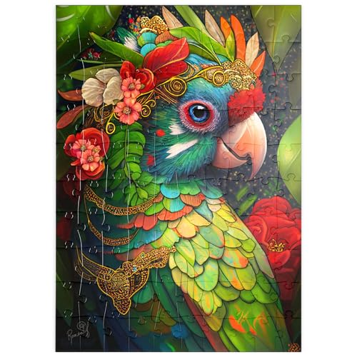 MyPuzzle Bunter tropischer Papagei mit Blumenkrone - Premium 100 Teile Puzzle - MyPuzzle Sonderkollektion von Puzzle Galaxy MyPuzzle Bunter tropischer Papagei mit Blumenkrone - Premium 100 Teile Puzzle - MyPuzzle Sonderkollektion von Puzzle Galaxy von MyPuzzle.com