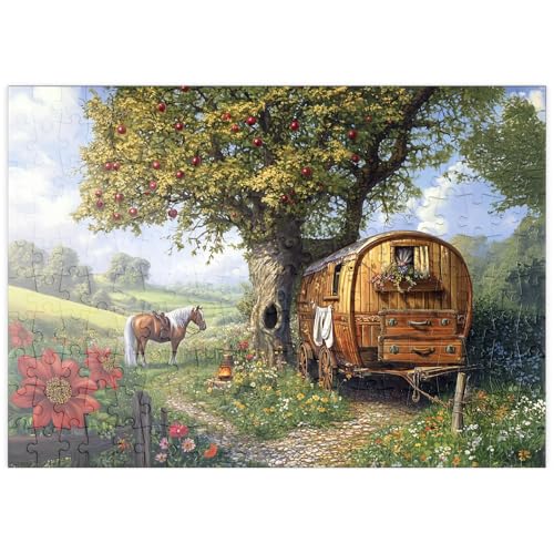 MyPuzzle Charmante Zigeunerwagen mit Pferd unter einem Apfelbaum in blühender Landschaft - Premium 200 Teile Puzzle - MyPuzzle Sonderkollektion von Puzzle Galaxy MyPuzzle Charmante Zigeunerwagen mit Pferd unter einem Apfelbaum in blühender Landschaft - Premium 200 Teile Puzzle - MyPuzzle Sonderkollektion von Puzzle Galaxy von MyPuzzle.com