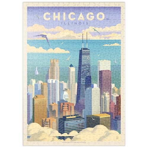 MyPuzzle Chicago: Bird's Eye View of Lake Michigan, Vintage Poster - Premium 500 Teile Puzzle - MyPuzzle Sonderkollektion von Anderson Design Group von MyPuzzle.com