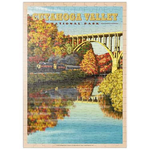 MyPuzzle Cuyahoga Valley - Zugfahrt durch den Herbst, Vintage Travel Poster - Premium 200 Teile Puzzle - MyPuzzle Sonderkollektion von Havana Puzzle Company von MyPuzzle.com