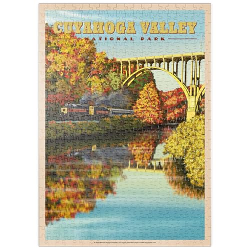 MyPuzzle Cuyahoga Valley - Zugfahrt durch den Herbst, Vintage Travel Poster - Premium 500 Teile Puzzle - MyPuzzle Sonderkollektion von Havana Puzzle Company von MyPuzzle.com