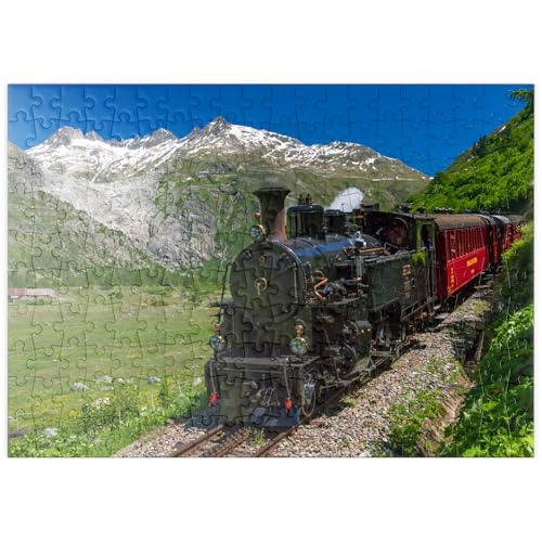 MyPuzzle Dampfzug von Muttbach-Belvedere nach Gletsch (1762m) - Premium 200 Teile Puzzle - MyPuzzle Sonderkollektion von Puzzle Galaxy von MyPuzzle.com