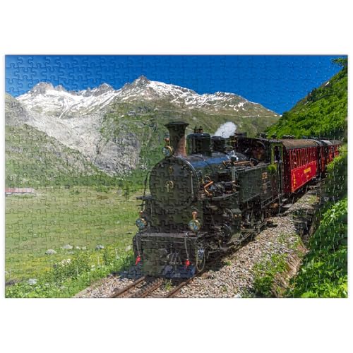 MyPuzzle Dampfzug von Muttbach-Belvedere nach Gletsch (1762m) - Premium 500 Teile Puzzle - MyPuzzle Sonderkollektion von Puzzle Galaxy von MyPuzzle.com