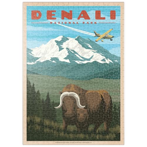 MyPuzzle Denali National Park - Wild Denali Musk Ox, Vintage Travel Poster - Premium 500 Teile Puzzle - MyPuzzle Sonderkollektion von Havana Puzzle Company von MyPuzzle.com