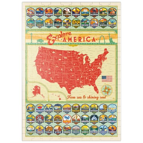 MyPuzzle Entdecke Amerika: 50 Staatswappen, Vintage Poster - Premium 200 Teile Puzzle - MyPuzzle Sonderkollektion von Anderson Design Group von MyPuzzle.com