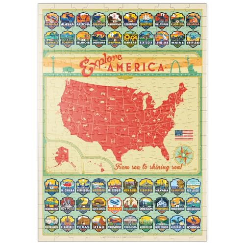 MyPuzzle Entdecke Amerika: 50 Staatswappen, Vintage Poster - Premium 200 Teile Puzzle - MyPuzzle Sonderkollektion von Anderson Design Group von MyPuzzle.com